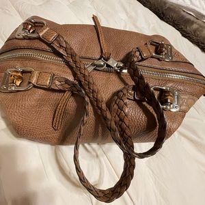 Brown Gucci Bamboo Bar Leather Tote Bag